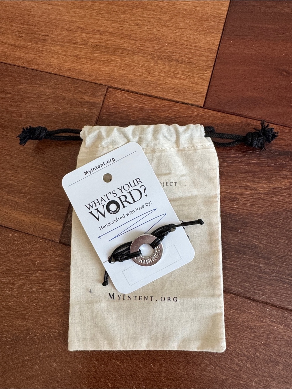 Black Cord 'KINDNESS' Washer Bracelet